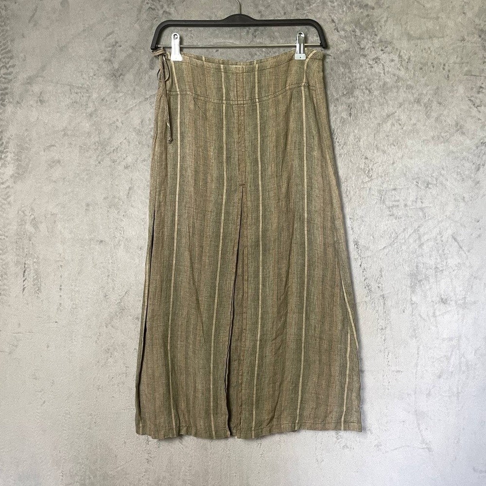 Weekend Max Mara Women's 100% Linen Striped A-Line Skirt Size 2 Made in Italy - Picture 2 of 6